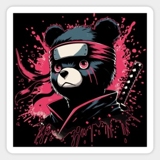 Cool Ninja Bear Japanese Anime Ink Splash Style Magnet